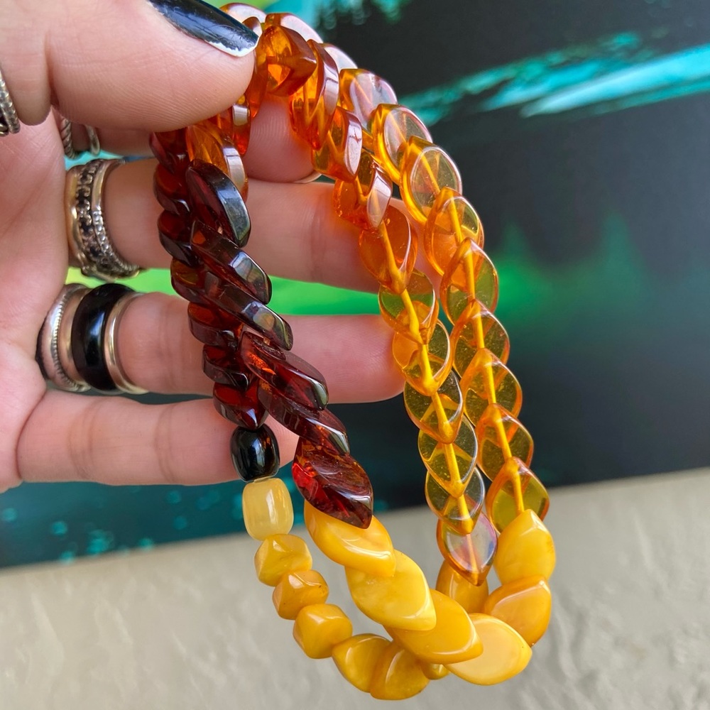 Genuine baltic amber choker boho necklace - Picture 5 of 12